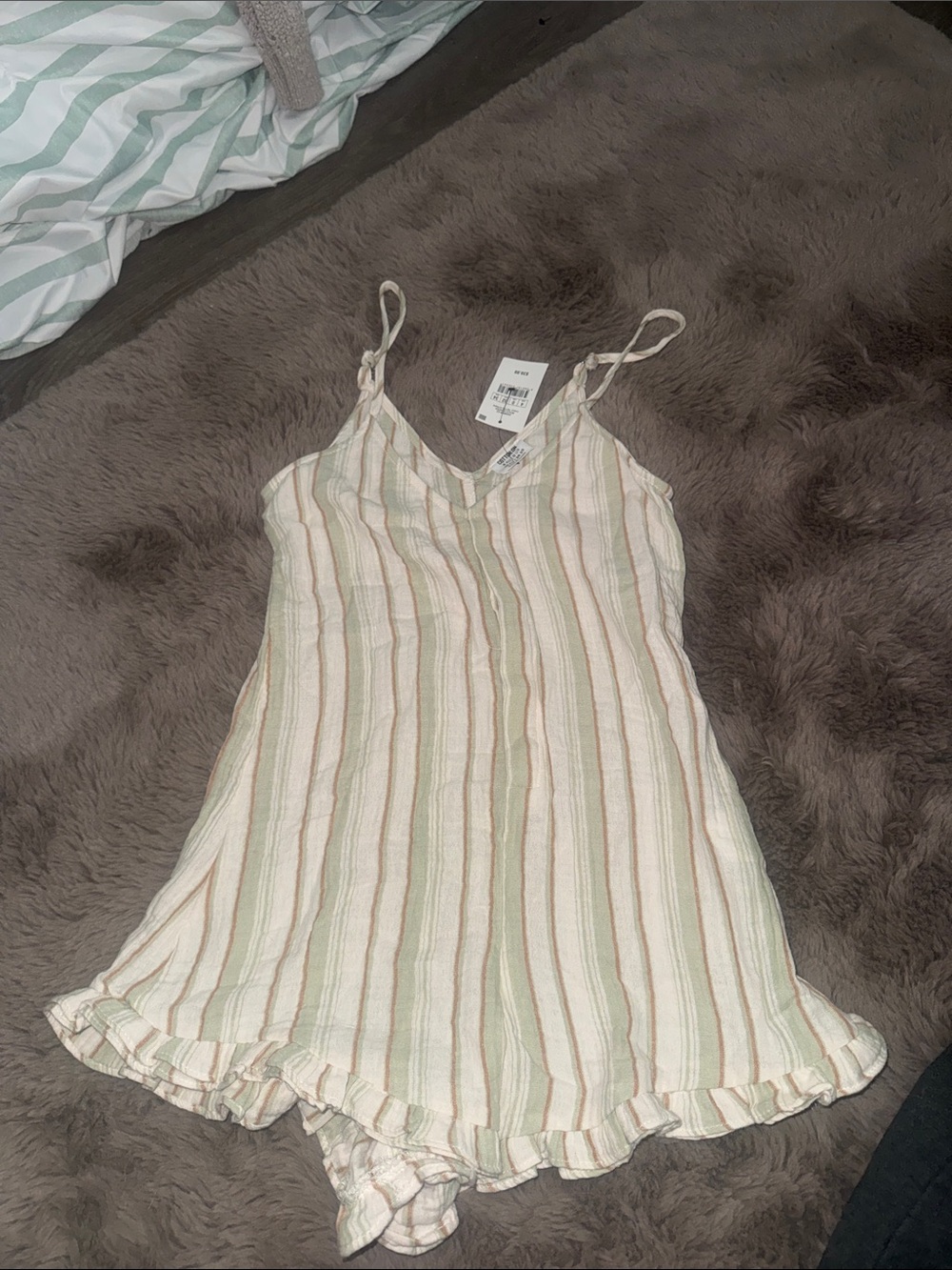 Cotton On Cream and Sage Striped Romper